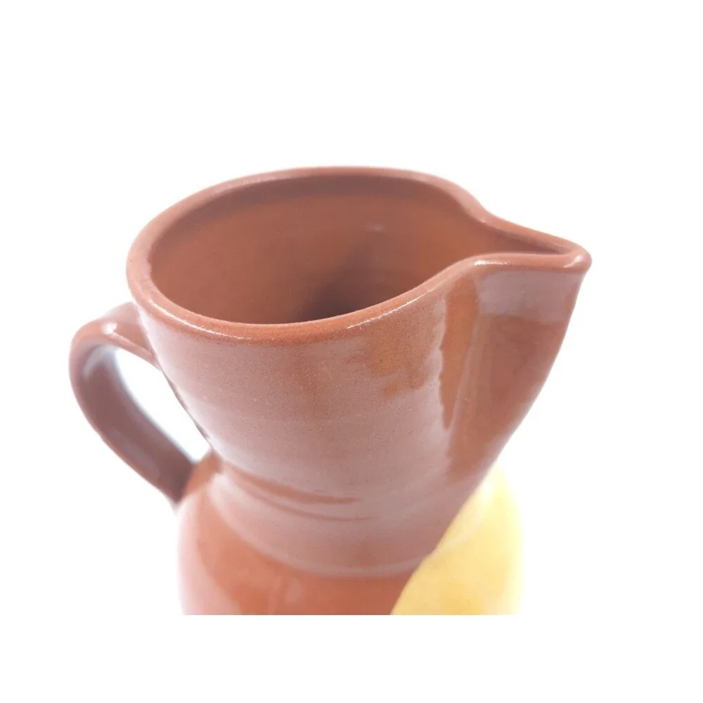 Vintage Two-Tone Stoneware Pottery Crock Water Pitcher 7.25” Tall UNKNOWN MAKER
